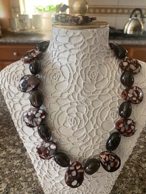 VTG Y2K 2006 .925 STERLING SILVER & RARE STONES BEADED NECKLACE WITH EARRINGS